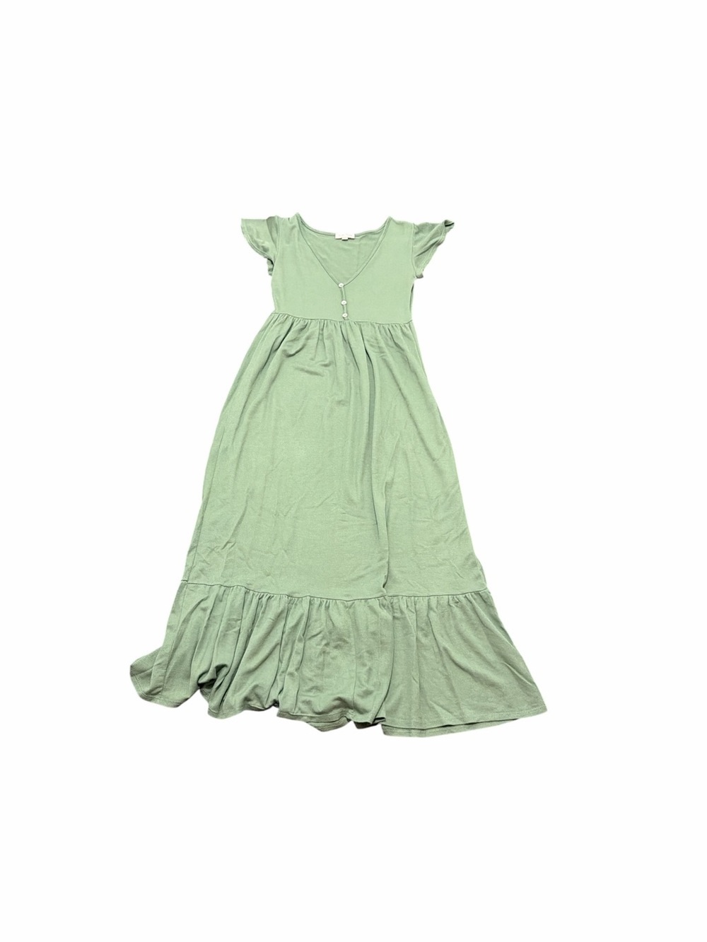 See you Monday Sage Green Ruffled Maxi Dress